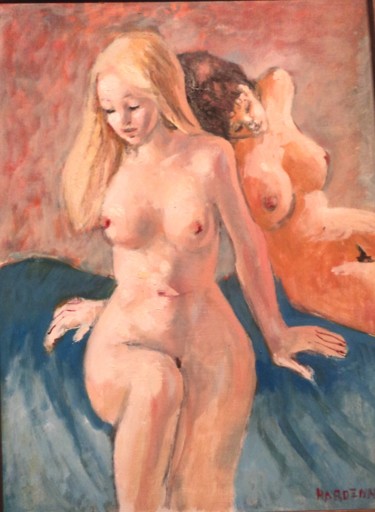 Peinture intitulée "Deux amies" par Claude Hardenne, Œuvre d'art originale