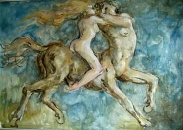 Painting titled "centaure amoureux" by Claude Hardenne, Original Artwork