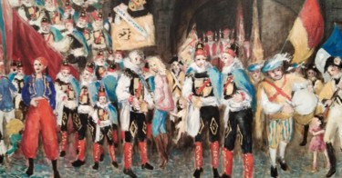 Painting titled "Confréries folklori…" by Claude Hardenne, Original Artwork