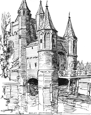 Картина под названием "Haarlem, Amsterdams…" - Claude Hardenne, Подлинное произведение искусства