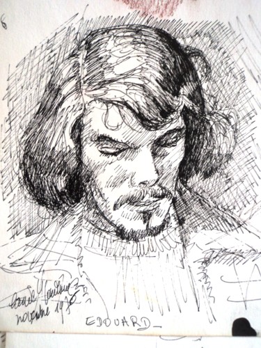 Drawing titled "portrait d'homme" by Claude Hardenne, Original Artwork
