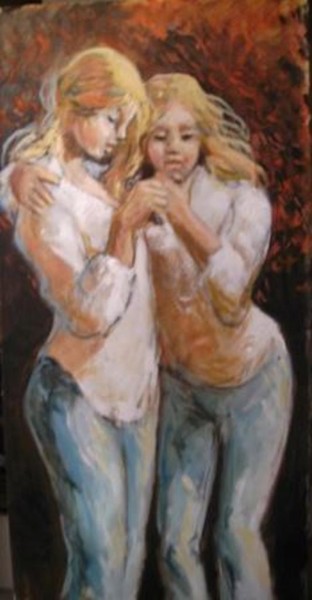 Peinture intitulée "Soeurs jumelles au…" par Claude Hardenne, Œuvre d'art originale, Huile