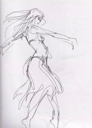 Zeichnungen mit dem Titel "Danser..." von Claude Hardenne, Original-Kunstwerk, Marker