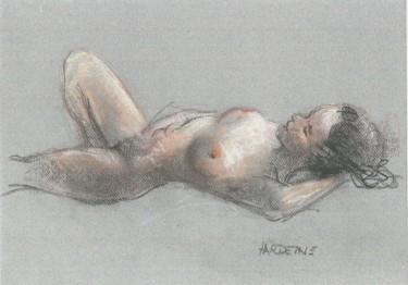 Dessin intitulée "modèle posant" par Claude Hardenne, Œuvre d'art originale, Pastel