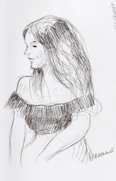 Drawing titled "Fantine Harduin act…" by Claude Hardenne, Original Artwork, Marker