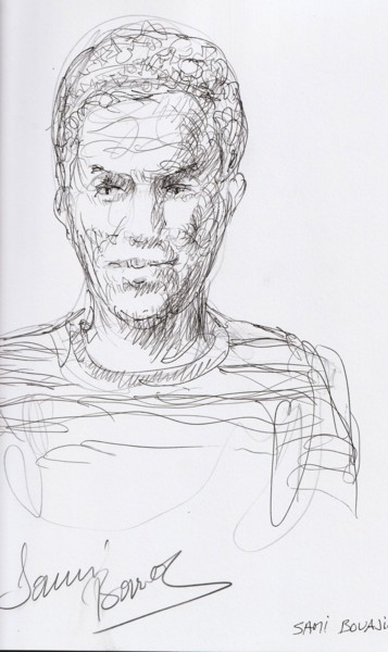 Drawing titled "L'acteur Sami Bouaj…" by Claude Hardenne, Original Artwork, Marker