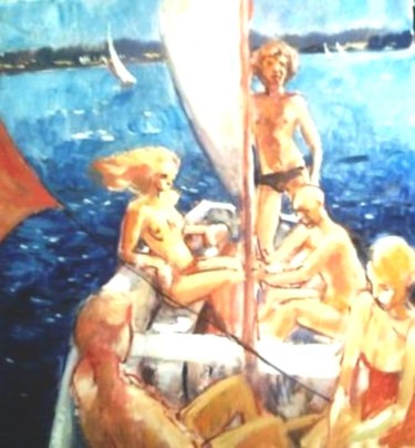 Peinture intitulée "En voilier" par Claude Hardenne, Œuvre d'art originale, Huile