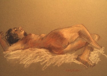 Drawing titled "alanguie" by Claude Hardenne, Original Artwork, Pastel