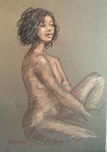 Drawing titled "Olga" by Claude Hardenne, Original Artwork, Pastel