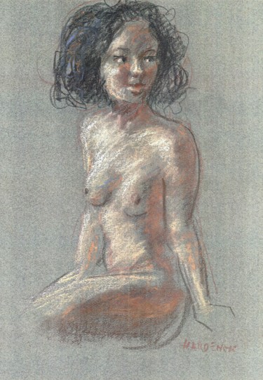 Drawing titled "modèle" by Claude Hardenne, Original Artwork, Pastel