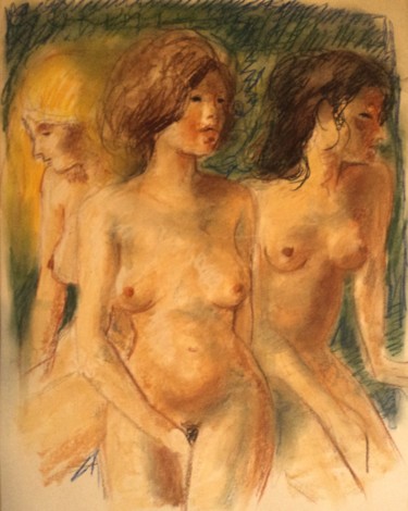 Desenho intitulada "Triade" por Claude Hardenne, Obras de arte originais, Pastel