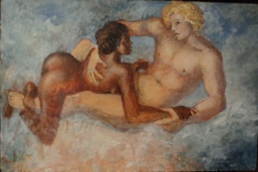 Peinture intitulée "Mars et Vénus" par Claude Hardenne, Œuvre d'art originale, Huile