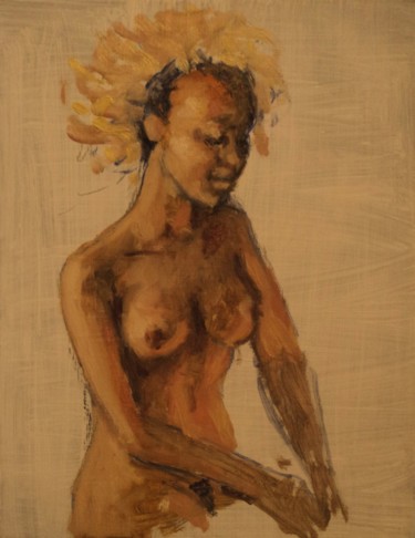 Картина под названием "Africaine" - Claude Hardenne, Подлинное произведение искусства, Масло