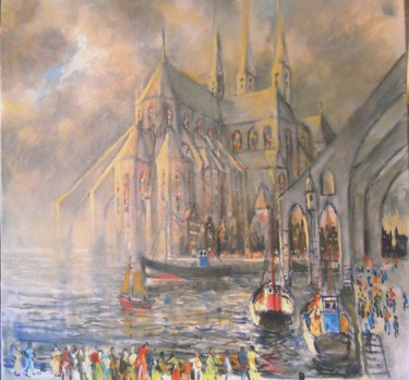 Painting titled "Notre Dame des mari…" by Claude Hardenne, Original Artwork, Oil
