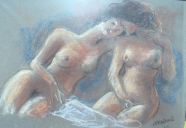 Drawing titled "amantes" by Claude Hardenne, Original Artwork, Pastel