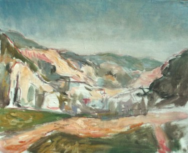 Painting titled "Ardèche (1re esquis…" by Claude Hardenne, Original Artwork, Oil