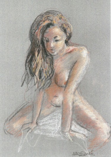 Drawing titled "pose" by Claude Hardenne, Original Artwork, Pastel