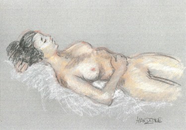 Drawing titled "reposée" by Claude Hardenne, Original Artwork, Pastel