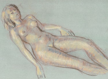 Dessin intitulée "reposée" par Claude Hardenne, Œuvre d'art originale, Pastel