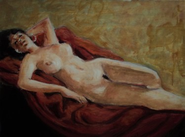 Painting titled "Lascive" by Claude Hardenne, Original Artwork, Oil