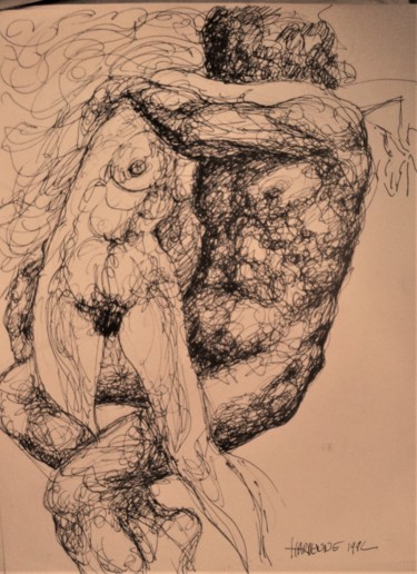 Dessin intitulée "passion" par Claude Hardenne, Œuvre d'art originale, Encre
