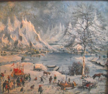 Painting titled "Comédiens dans un p…" by Claude Hardenne, Original Artwork, Oil