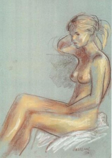 Dessin intitulée "Mlle A. G." par Claude Hardenne, Œuvre d'art originale, Pastel