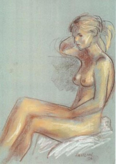 Drawing titled "Mlle A. G." by Claude Hardenne, Original Artwork, Pastel