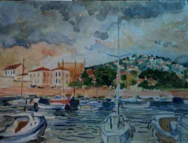 Painting titled "Cannes, le Mouré Ro…" by Claude Hardenne, Original Artwork, Watercolor