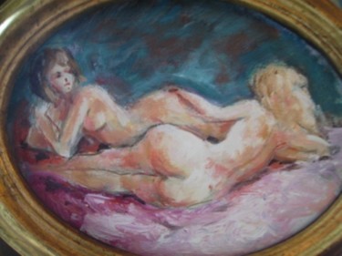Painting titled "LESBOS" by Claude Hardenne, Original Artwork, Oil