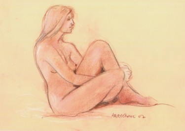Drawing titled "ETUDE 12" by Claude Hardenne, Original Artwork, Pastel