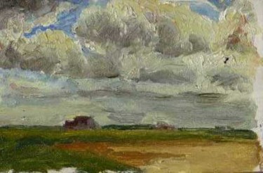Peinture intitulée "plaine flamande" par Claude Hardenne, Œuvre d'art originale, Huile