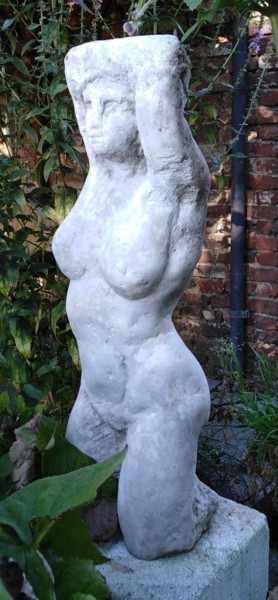 Sculpture titled "Nu bras levés" by Claude Hardenne, Original Artwork, Stone