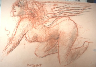 Drawing titled "Sauvage 2" by Claude Hardenne, Original Artwork, Pastel