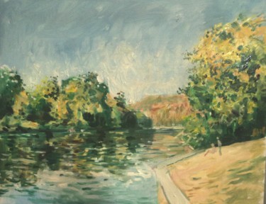 Peinture intitulée "La Meuse à Dave" par Claude Hardenne, Œuvre d'art originale, Huile