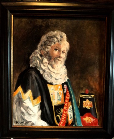 Painting titled "autoportrait en Mol…" by Claude Hardenne, Original Artwork, Oil