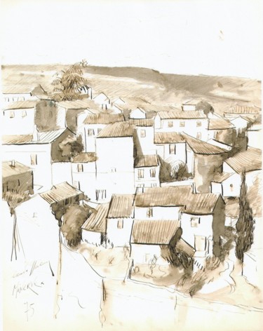 Drawing titled "Minerve" by Claude Hardenne, Original Artwork, Ink