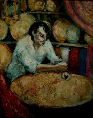 Peinture intitulée "Tunis; le dinandier" par Claude Hardenne, Œuvre d'art originale, Huile
