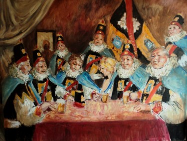 Painting titled "MOLONS (groupe folk…" by Claude Hardenne, Original Artwork, Oil