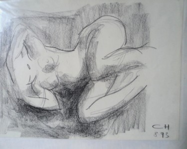 Drawing titled "etude 2pour une scu…" by Claude Hardenne, Original Artwork, Charcoal