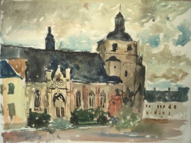 Painting titled "Montreuil sur mer,…" by Claude Hardenne, Original Artwork, Watercolor