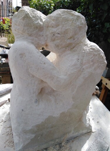Skulptur mit dem Titel "couple (in progress)" von Claude Hardenne, Original-Kunstwerk, Stein