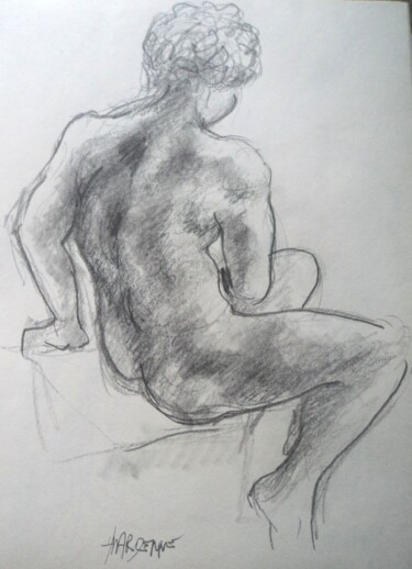 Dessin intitulée "nu d'homme" par Claude Hardenne, Œuvre d'art originale, Crayon