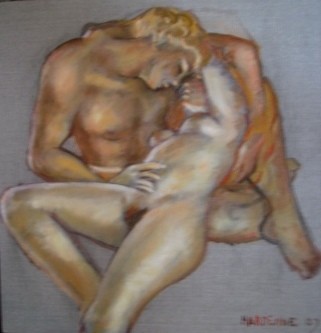 Painting titled "COUPLE 5" by Claude Hardenne, Original Artwork