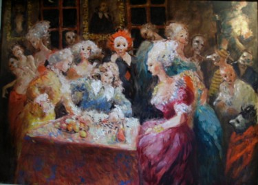 Painting titled ""Etranges convives"" by Claude Hardenne, Original Artwork