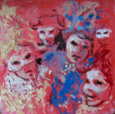 Peinture intitulée ""Masques 1"" par Claude Hardenne, Œuvre d'art originale