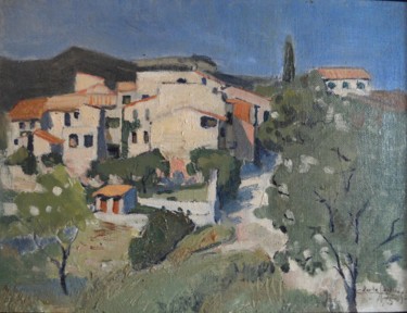 Schilderij getiteld ""Village espagnol (…" door Claude Hardenne, Origineel Kunstwerk