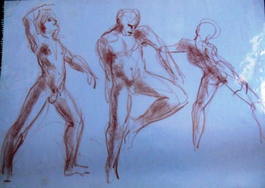 Drawing titled "Mouvements" by Claude Hardenne, Original Artwork