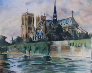 Peinture intitulée "Notre-Dame de Paris" par Claude Hardenne, Œuvre d'art originale