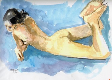 Peinture intitulée "nu d'après modèle" par Claude Hardenne, Œuvre d'art originale